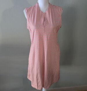 Kinona Women's Medium One Putt Golf Dress Power Grid Red Tan White Pockets